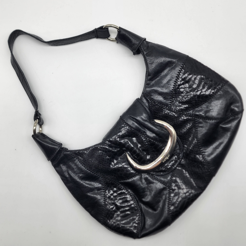 Vintage Fiorelli Black Y2K Patchwork Vinyl Shoulder Bag - Picture 2 of 16